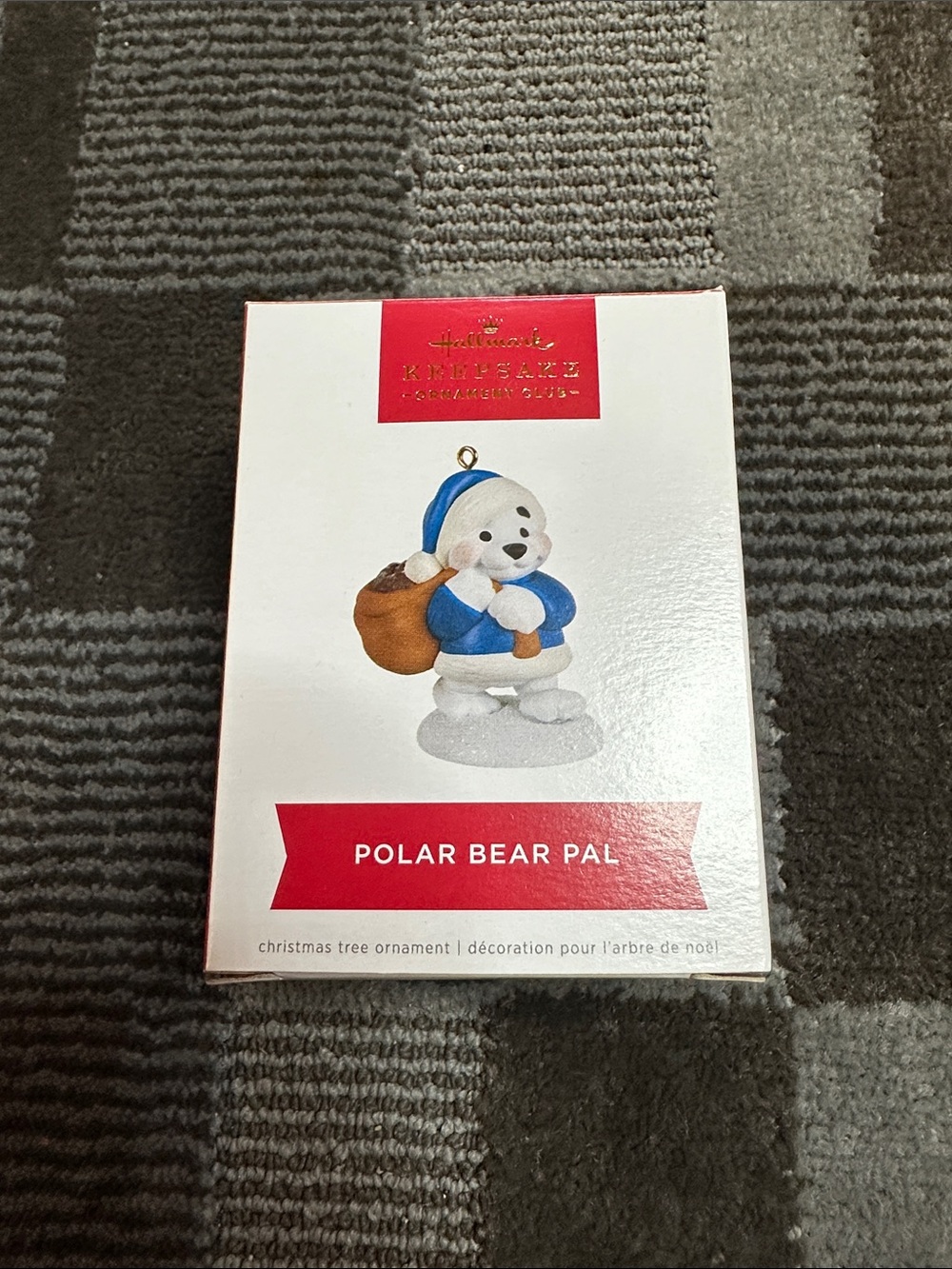 Hallmark Polar Bear Ornament in White, Blue & Brown
